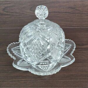 EAPG U. S Glass Co Pennsylvania Clear Glass Butter Dish with Cover No. 15048